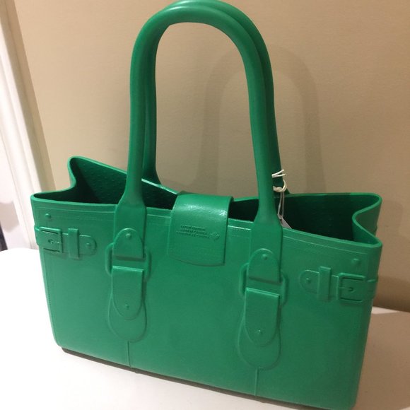 Great Bag Co. Designer Rubber Handbag Tote Purse Emerald Green Robert Ve… - Picture 4 of 9